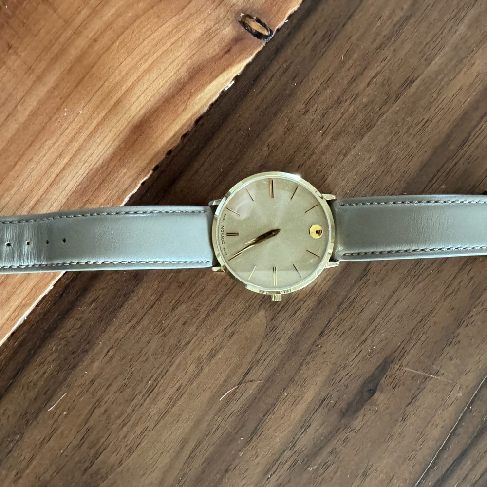Movado Collection Watch, 35mm Gold Watch with Leather Strap